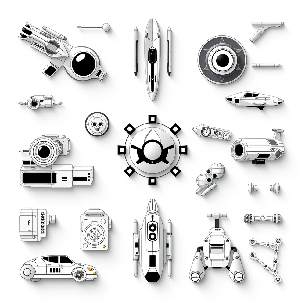 🤖 Monochrome Flat Sci-Fi Icons – Technology website