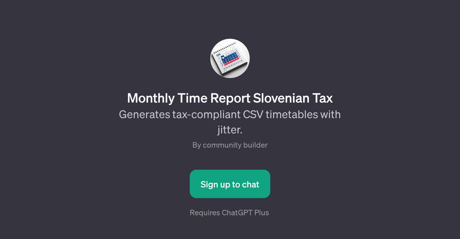 Monthly Time Report Slovenian Tax website