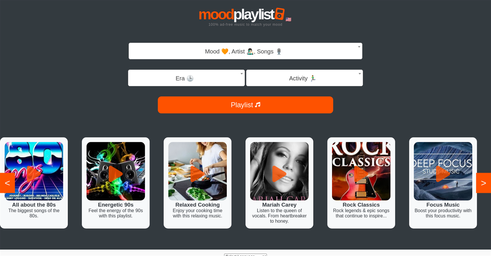 Moodplaylist website
