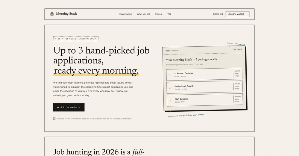 Morning Stack website