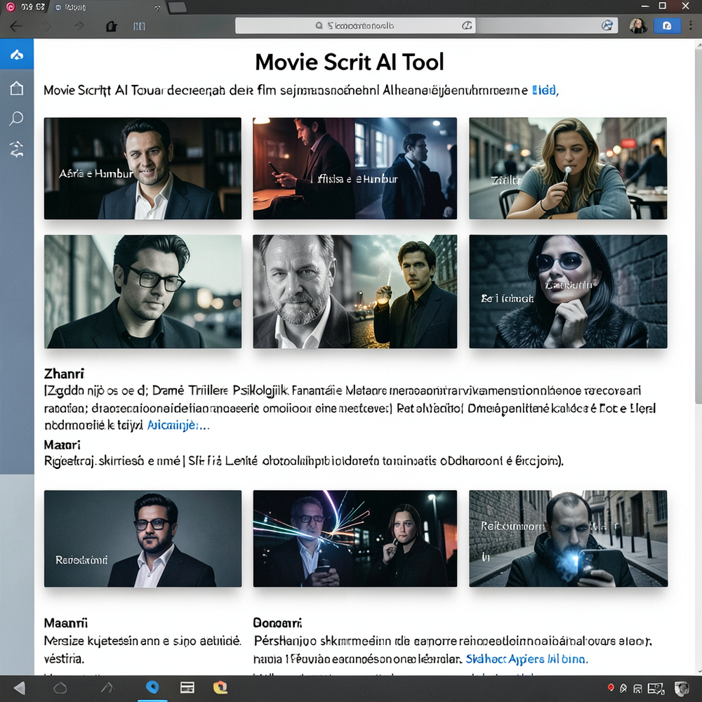 Movie Script AI Tool website