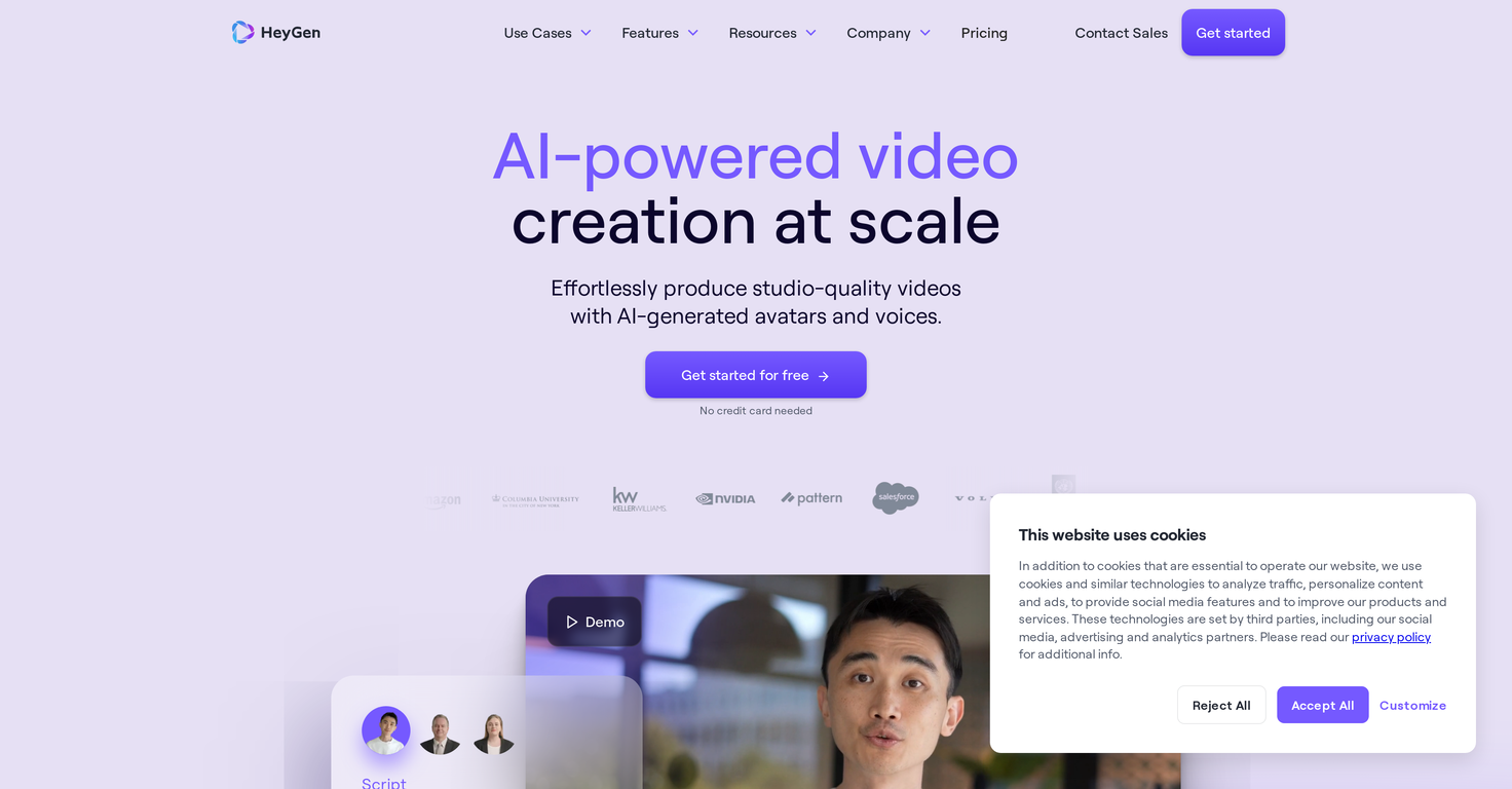 HeyGen - AI Video Generator website