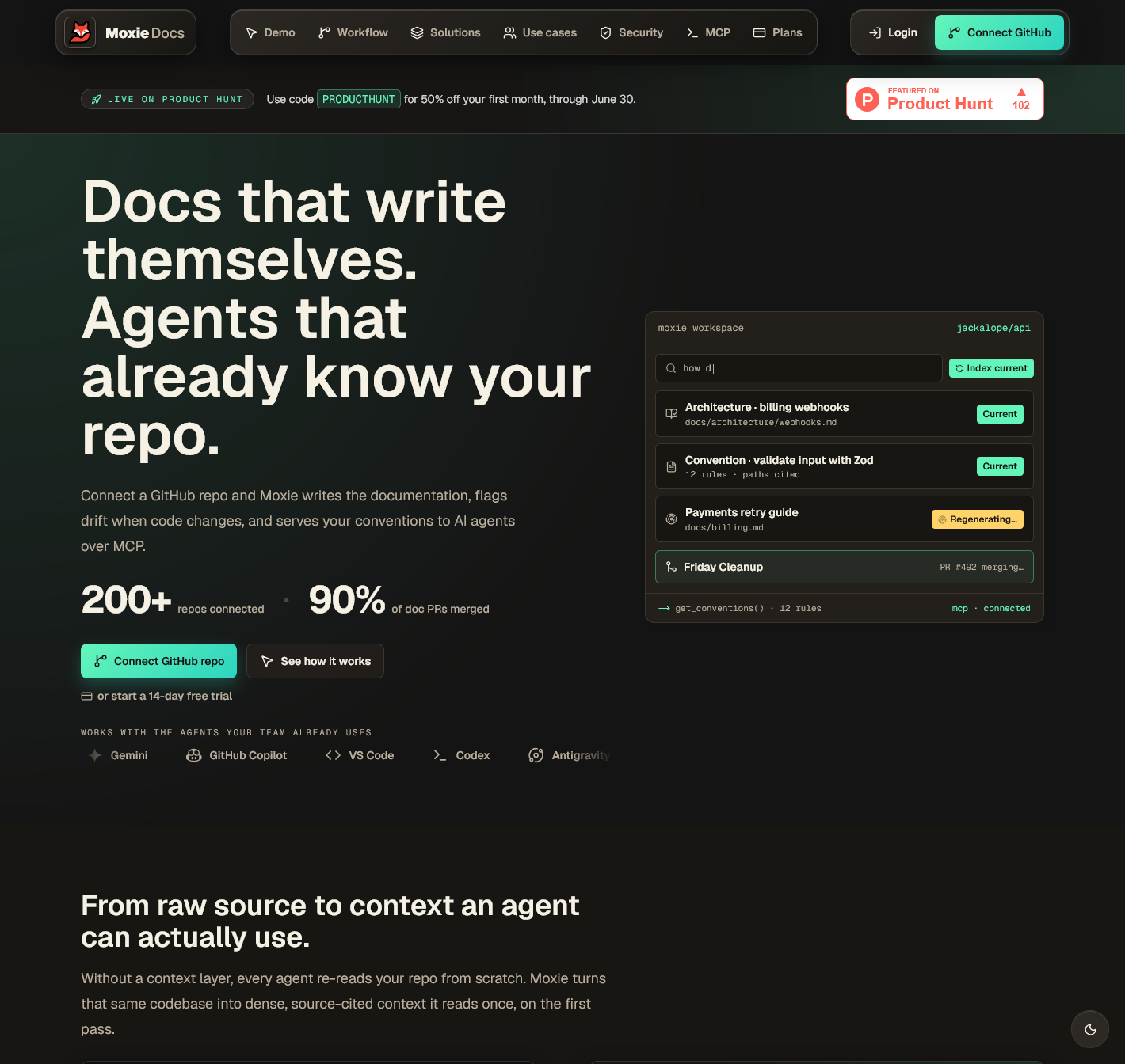 Moxie Docs — GitHub 代码库自动文档和 drift 检查