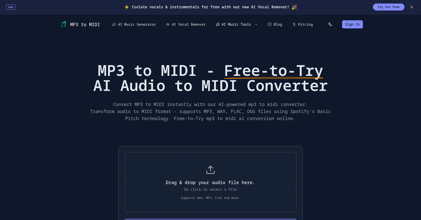 MP3 to MIDI website
