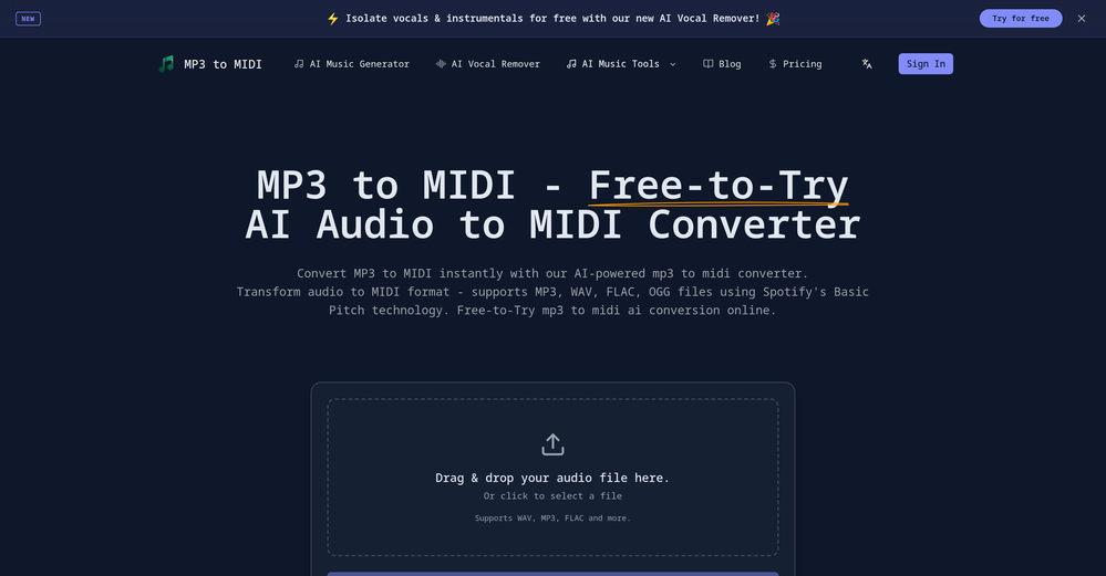 MP3 to MIDI website