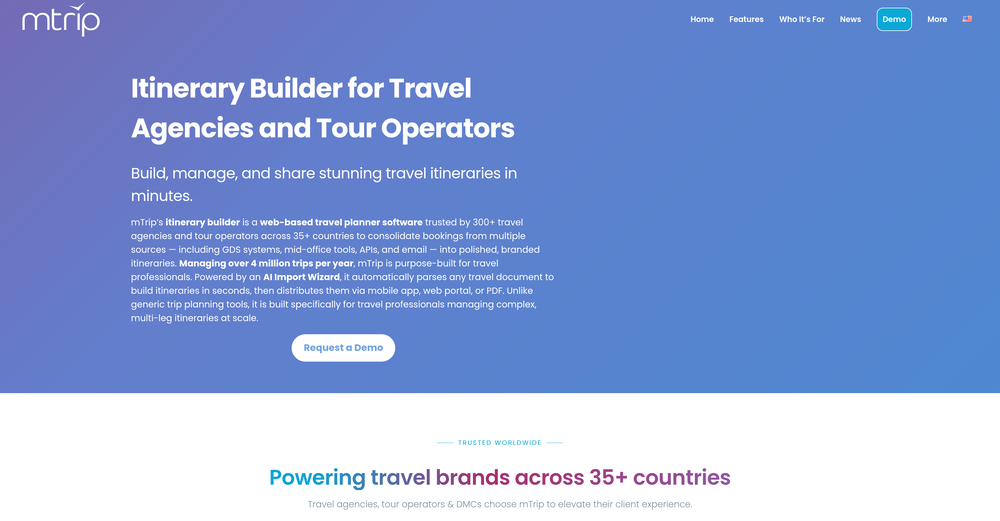 mTrip Itinerary Builder website