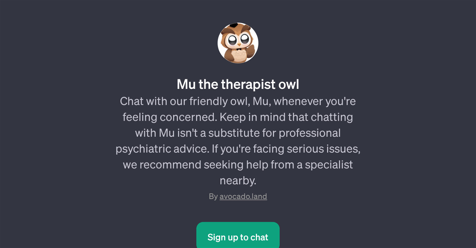 Mu the Therapist Owl website