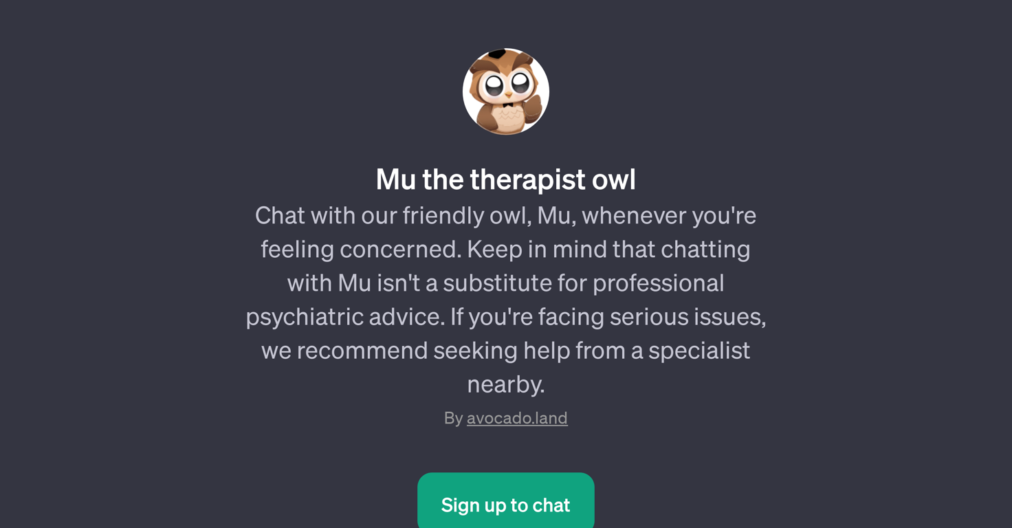 Mu the Therapist Owl website