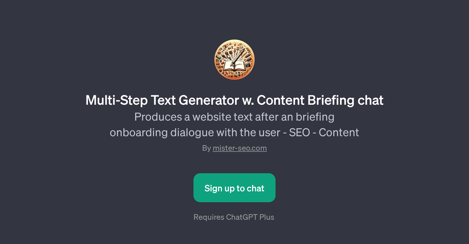 Multi-Step Text Generator w. Content Briefing chat website