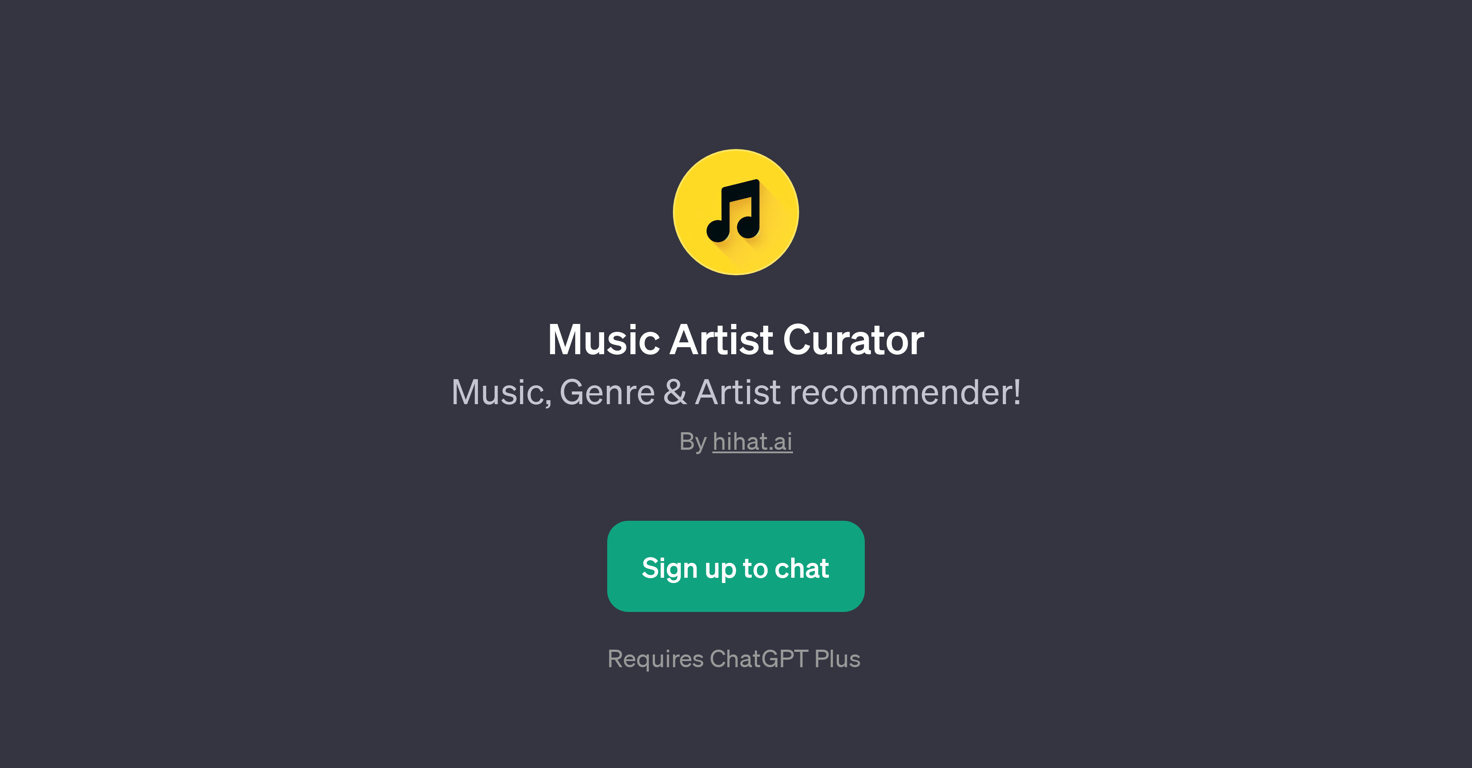 Music Artist Curator website