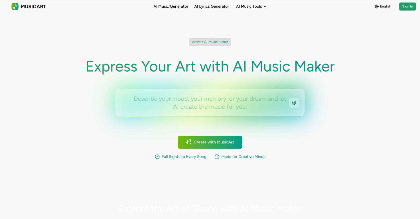 MusicArt AI website