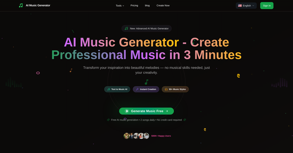 MusicGeneratorAI website
