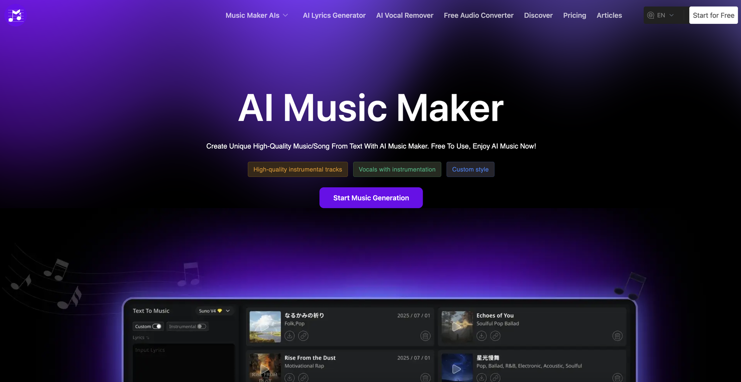 MusicMaker.im | Image to Music website
