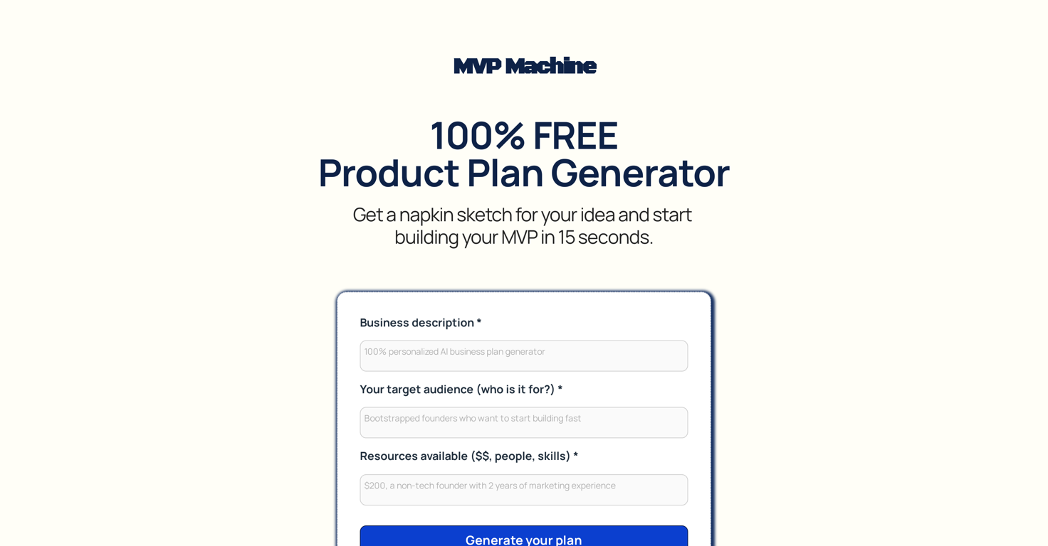 MVP Machine website