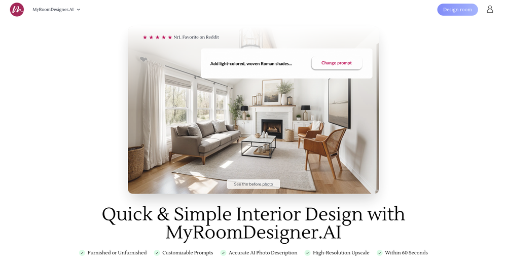 My AI Room Designer website