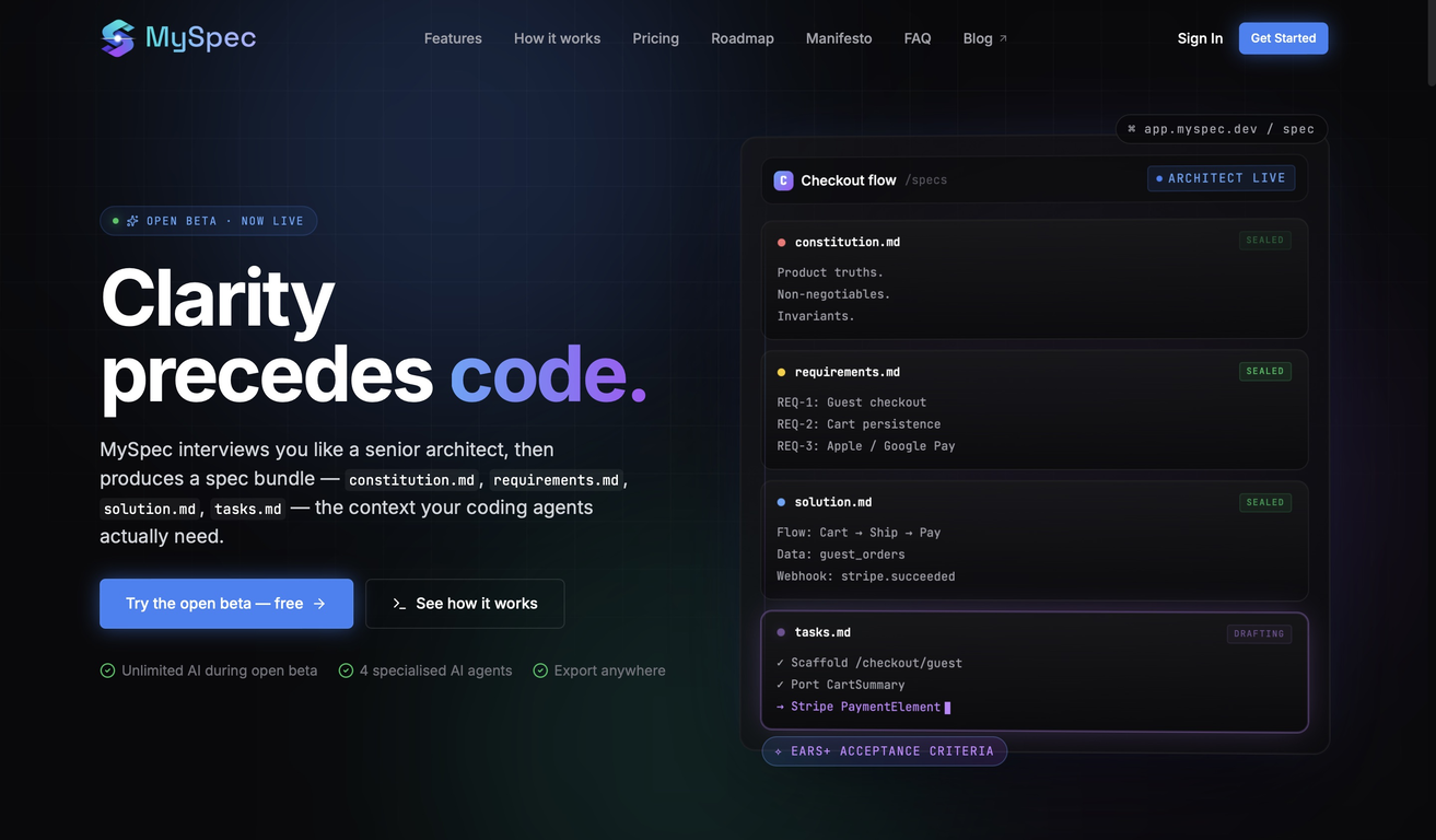 MySpec website