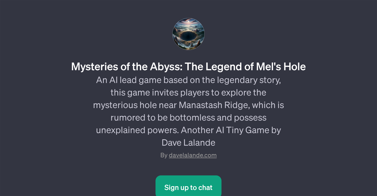 Mysteries of the Abyss: The Legend of Mel's Hole website