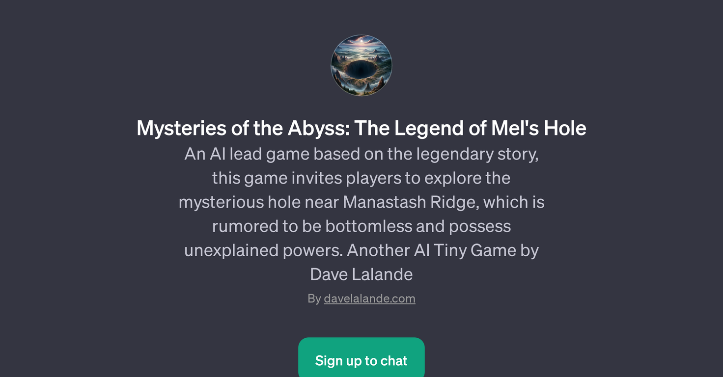 Mysteries of the Abyss: The Legend of Mel's Hole website