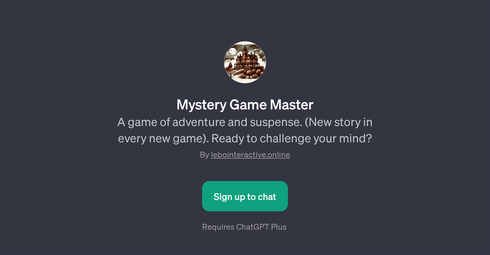 Mystery Game Master website