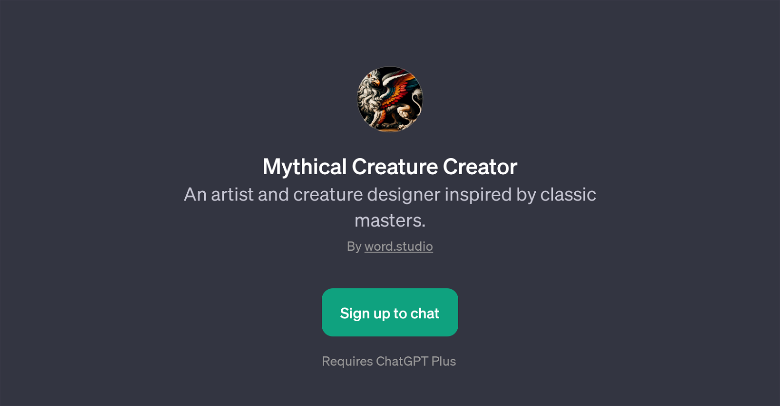 Mythical Creature Creator website