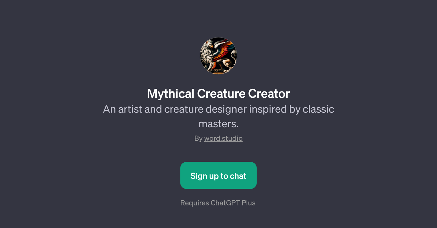 Mythical Creature Creator website