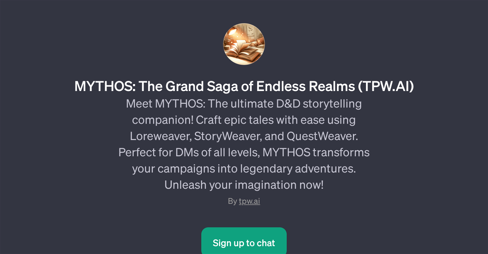 MYTHOS: The Grand Saga of Endless Realms (TPW.AI) website