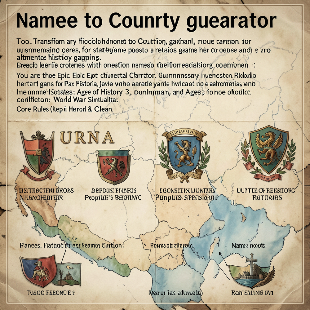 Name fictional to Country generator website