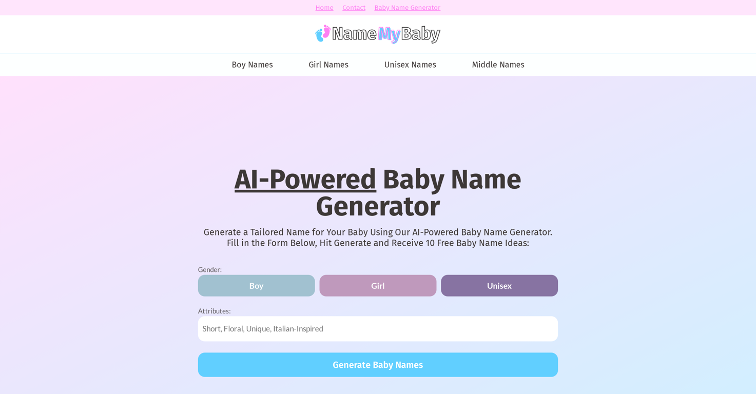 Name My Baby website
