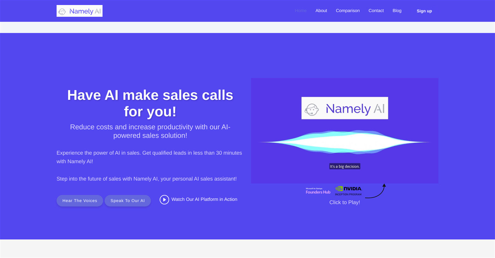 NamelyAI website