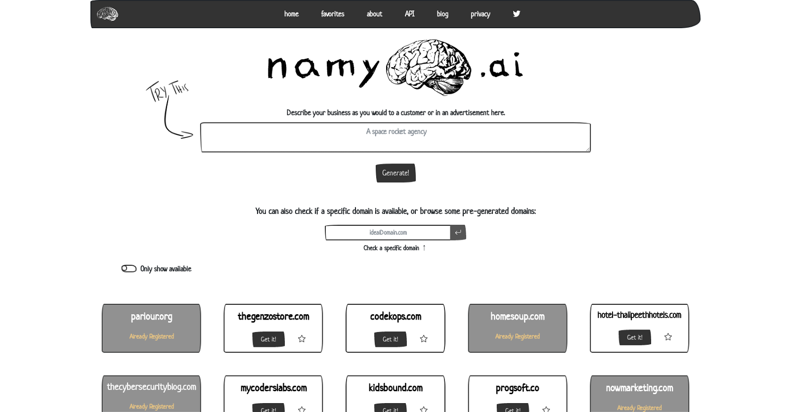 Namy AI website