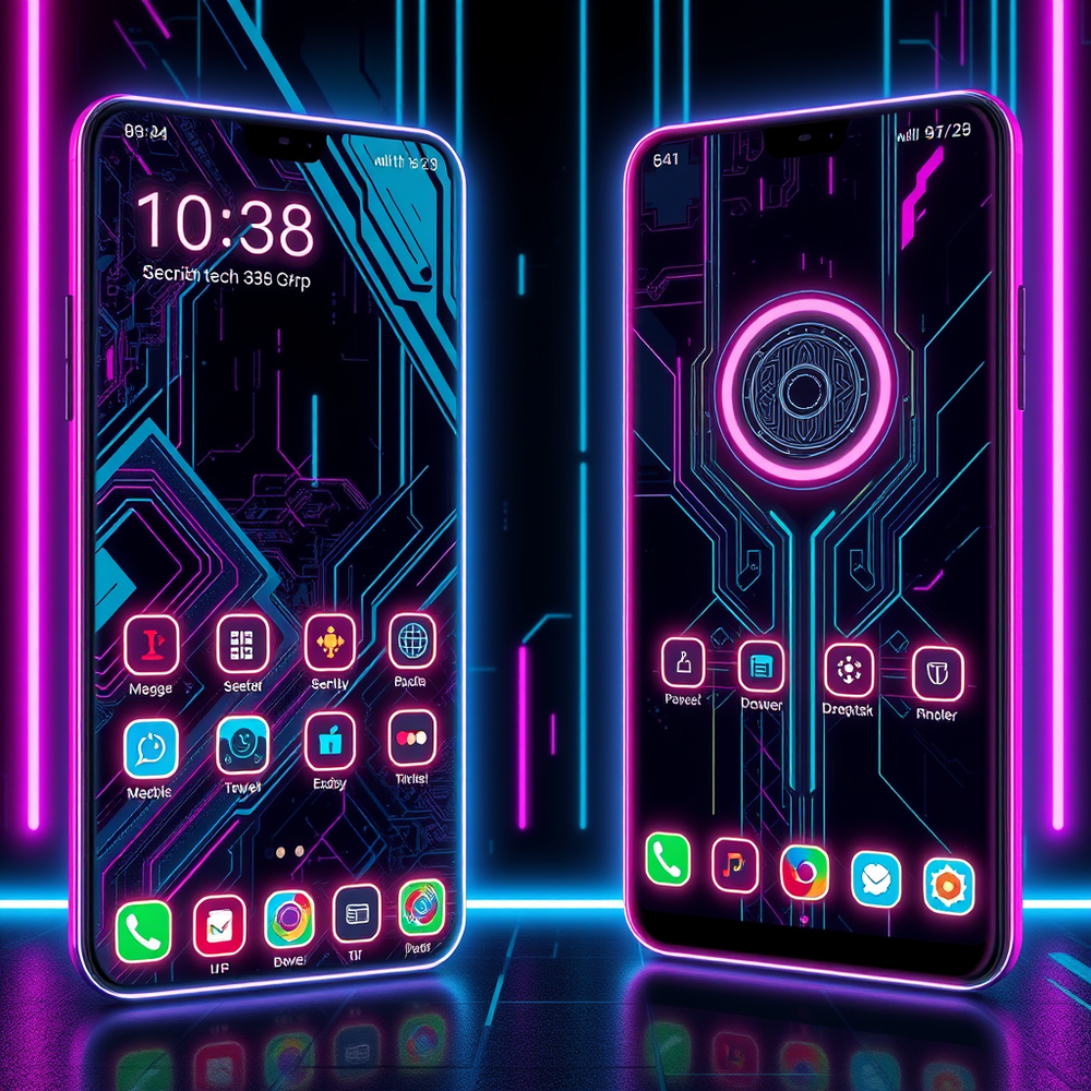 Neon Edge Cyber Launcher flat icons generator website