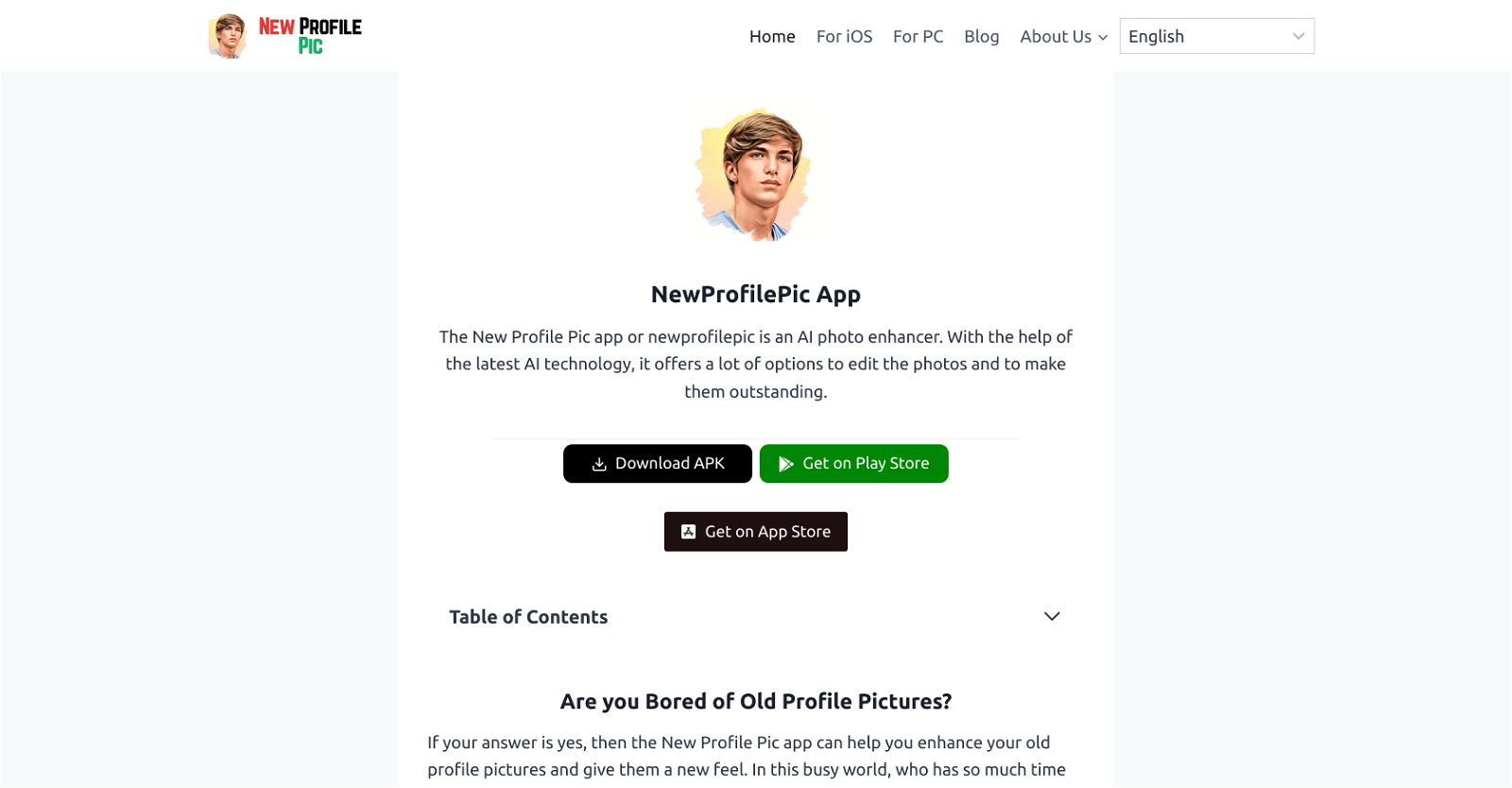NewProfilePic App website