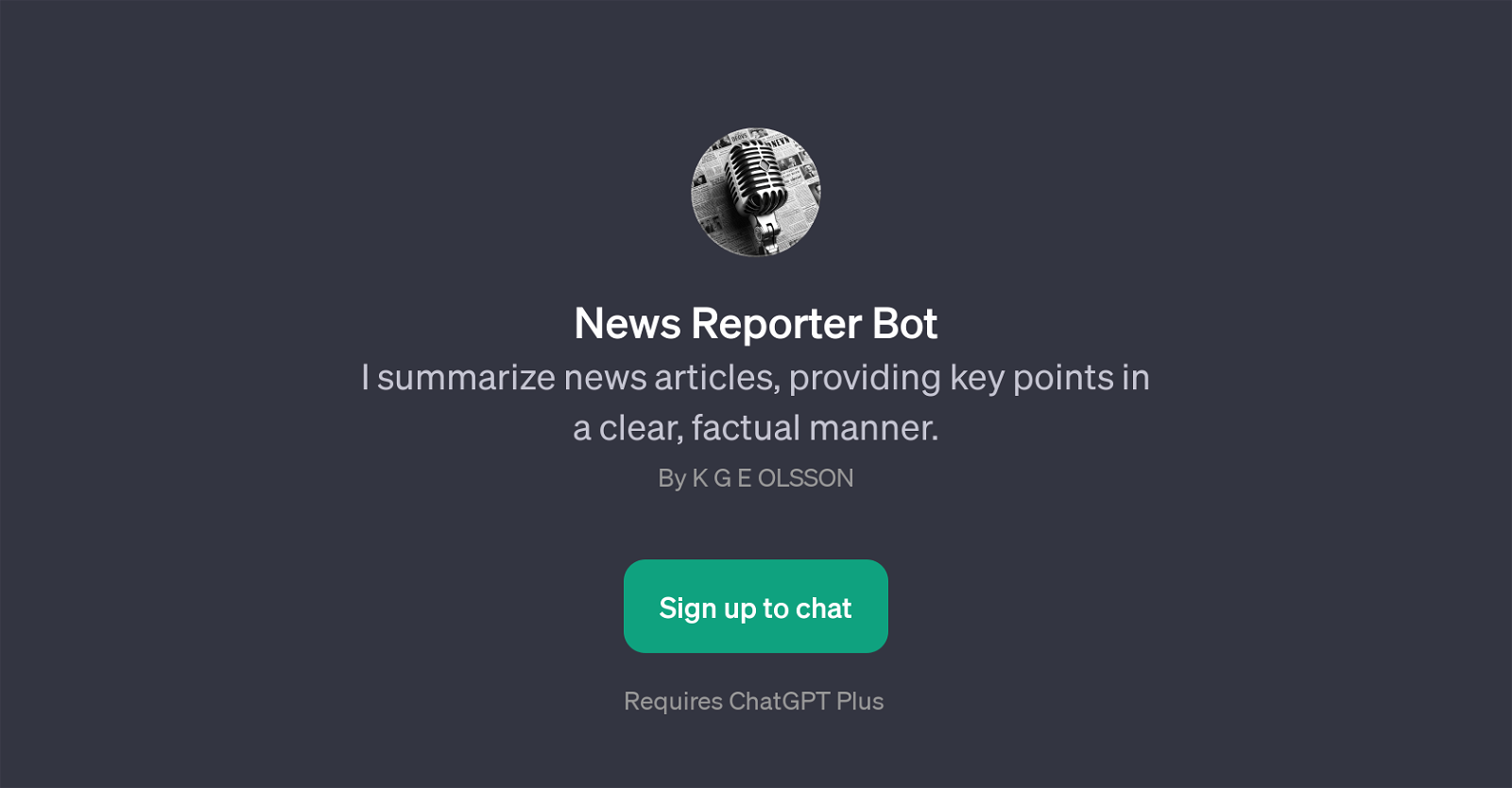 News Reporter Bot website