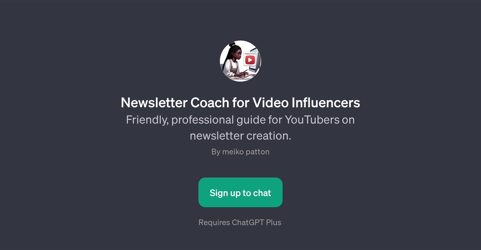Newsletter Coach for Video Influencers website