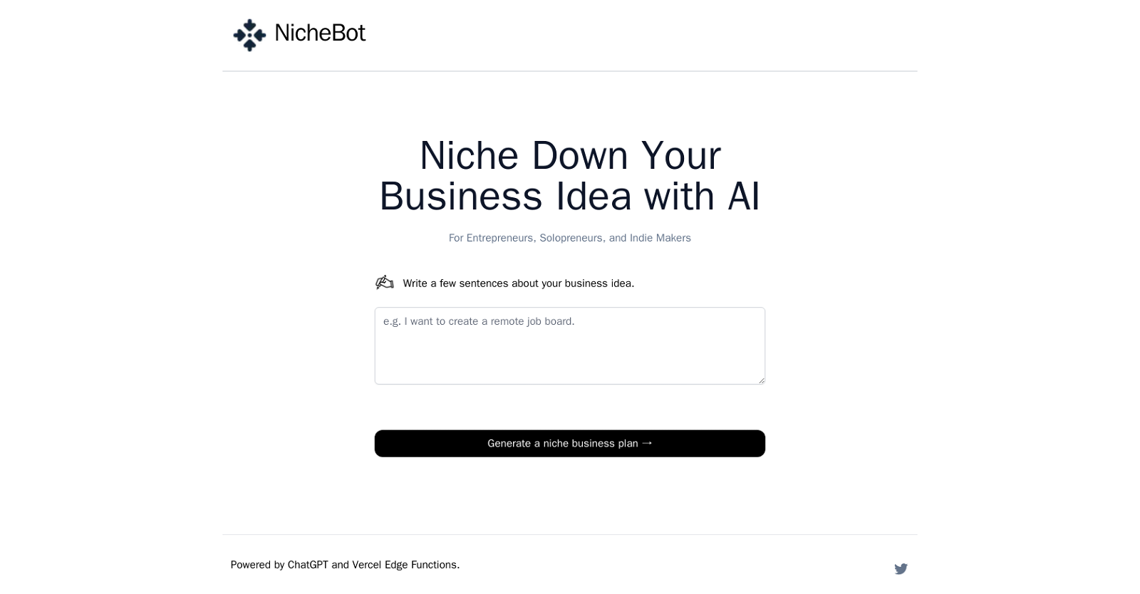 NicheBot website
