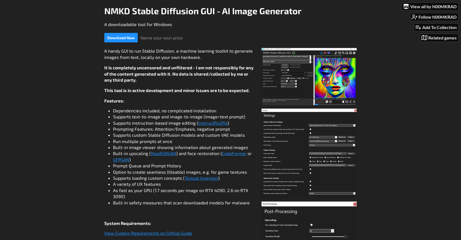 NMKD Stable Diffusion website