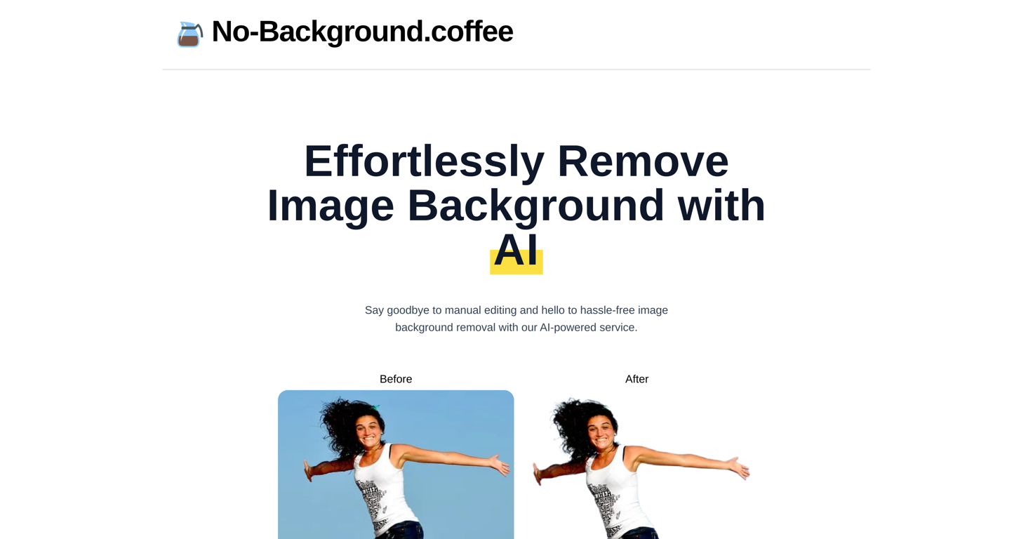 No Background Coffee website