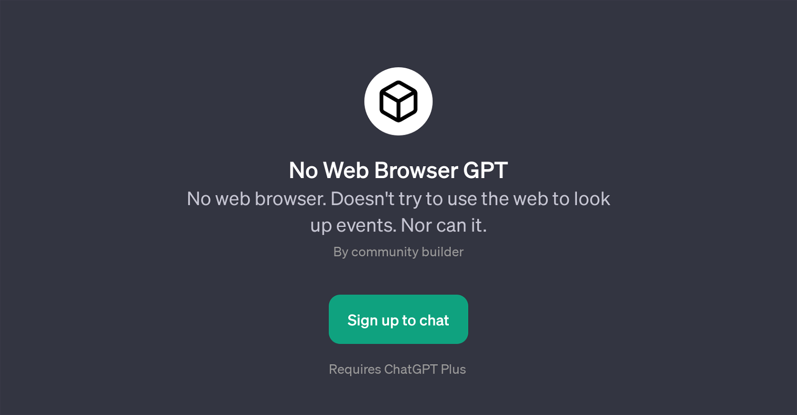 No Web Browser GPT website