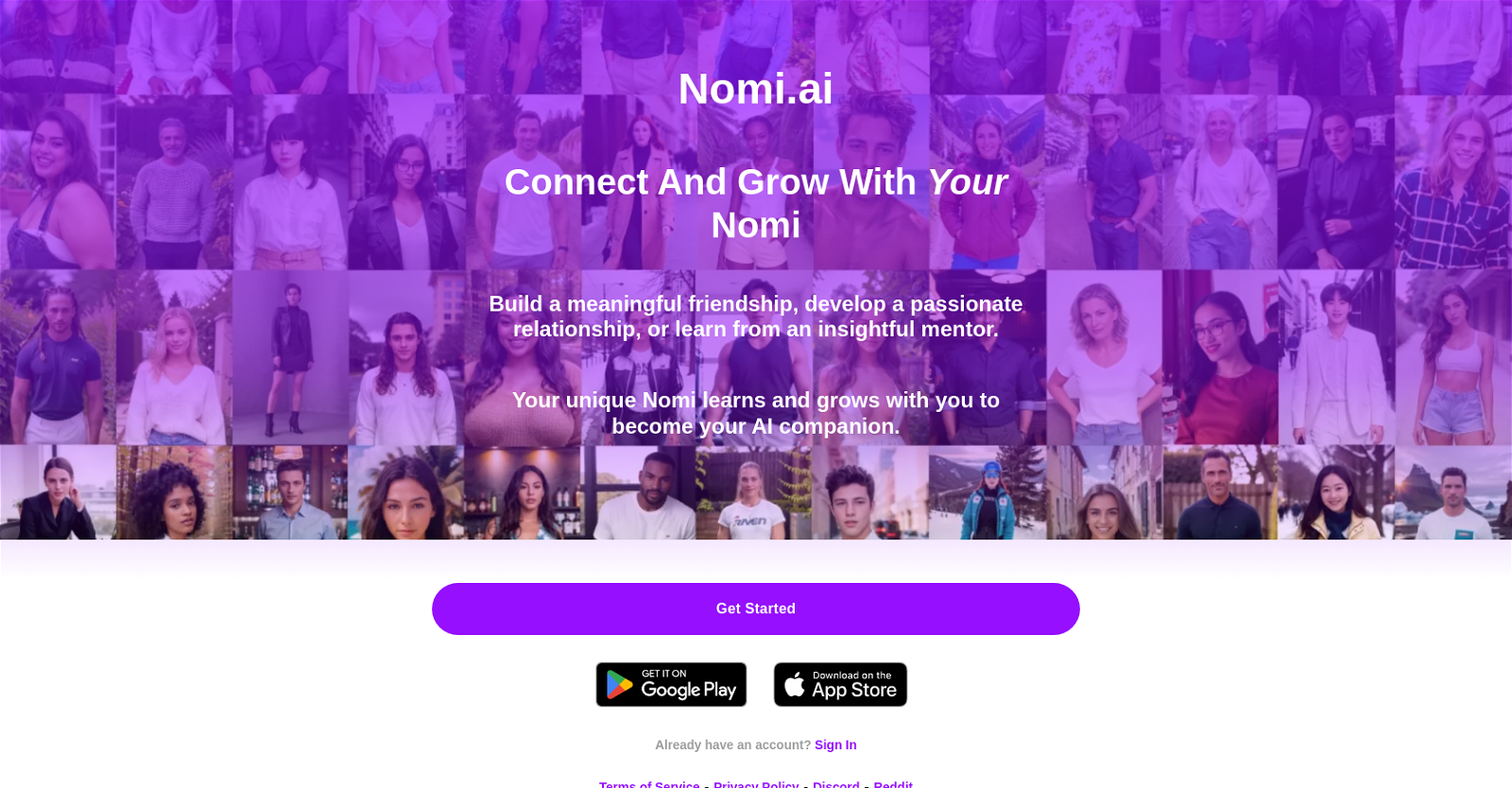 Nomi AI website
