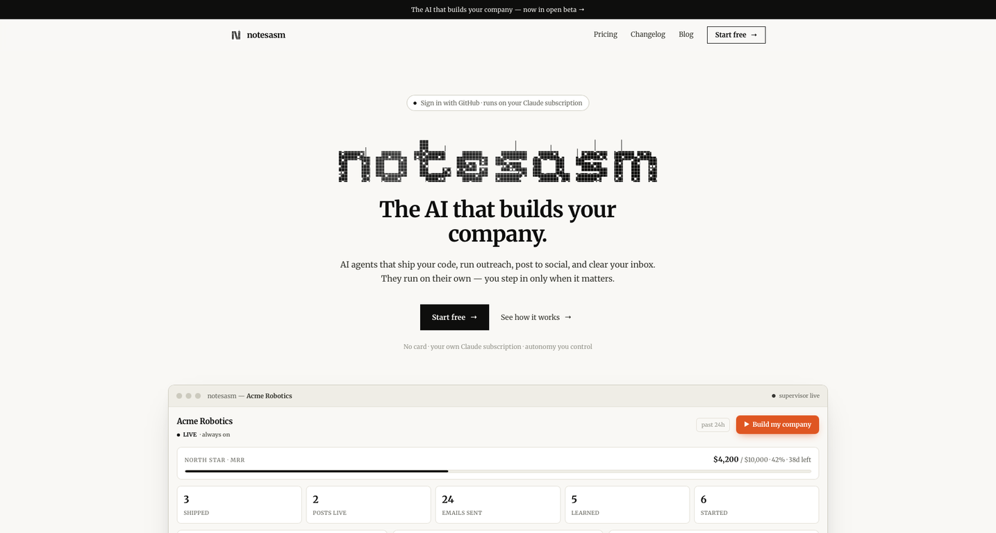 notes.asm website