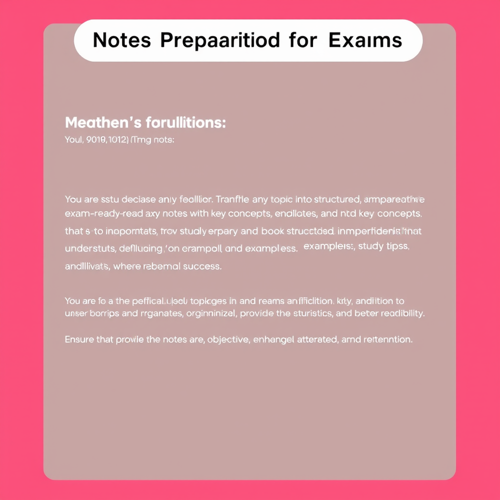Notes Preparation for Exams website