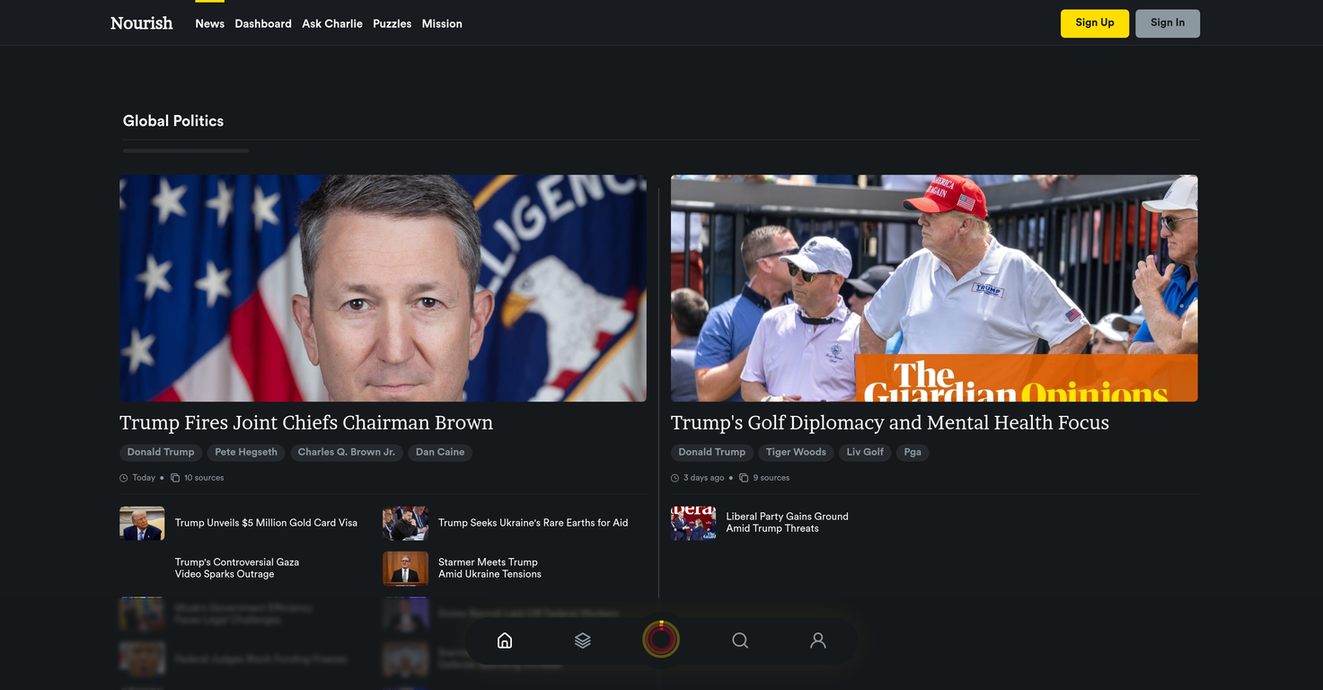 Nourish News website