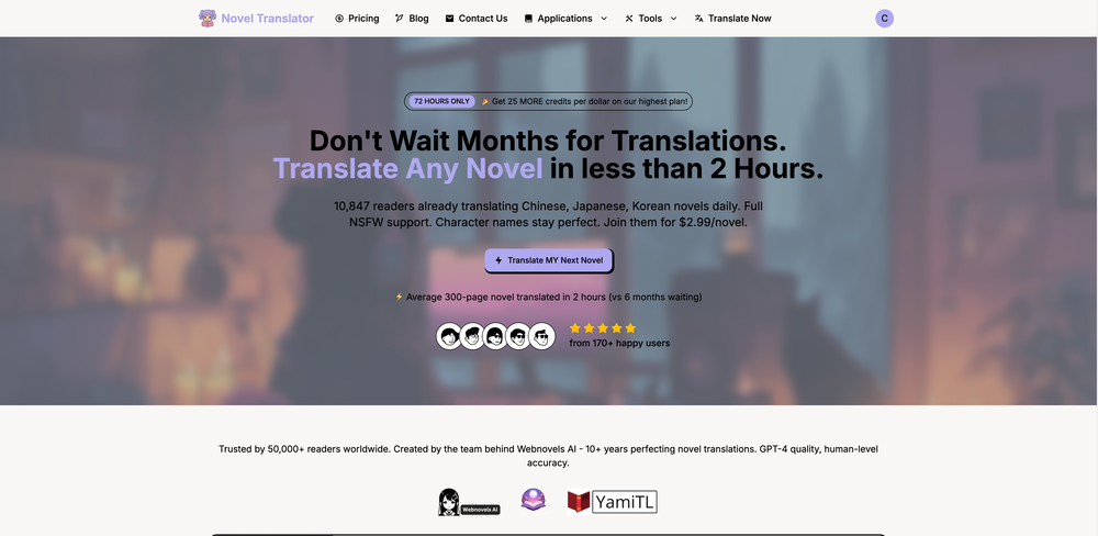 Novel Translator website