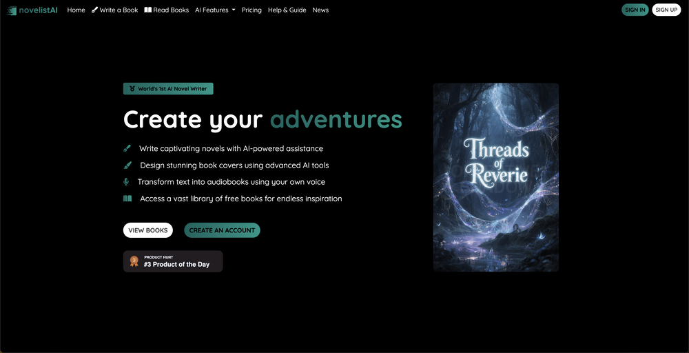 novelistAI website