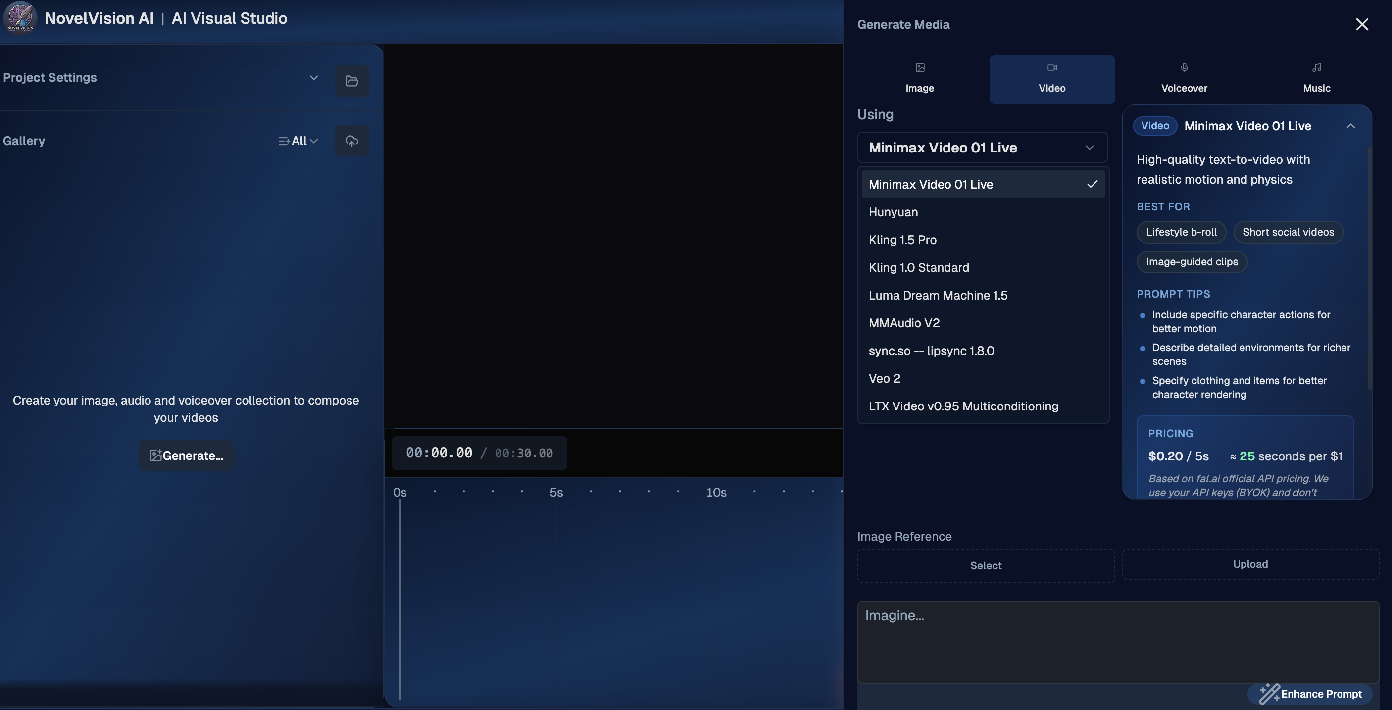 Novel Ai User Interface NovelVisionAI - AI Tool For Novels