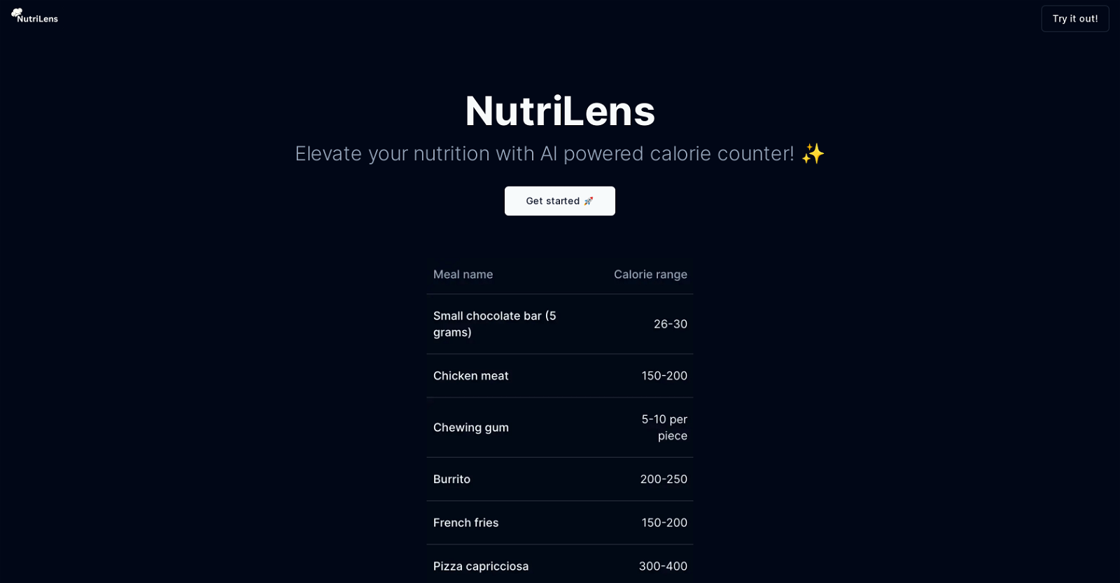 NutriLens website