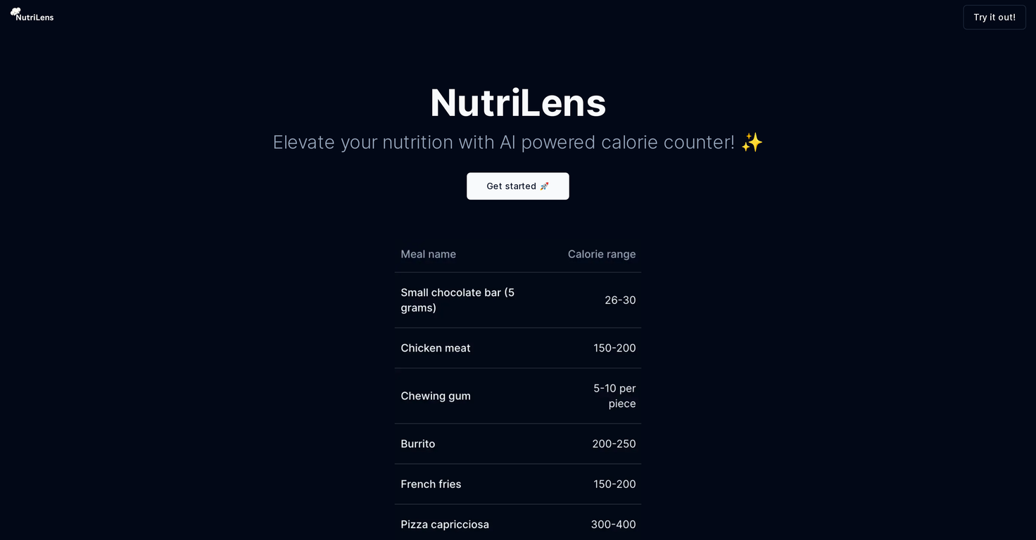 NutriLens website