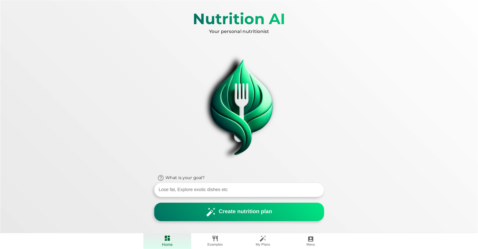 NutritionAI website