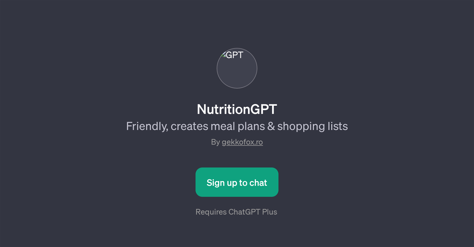 NutritionGPT website