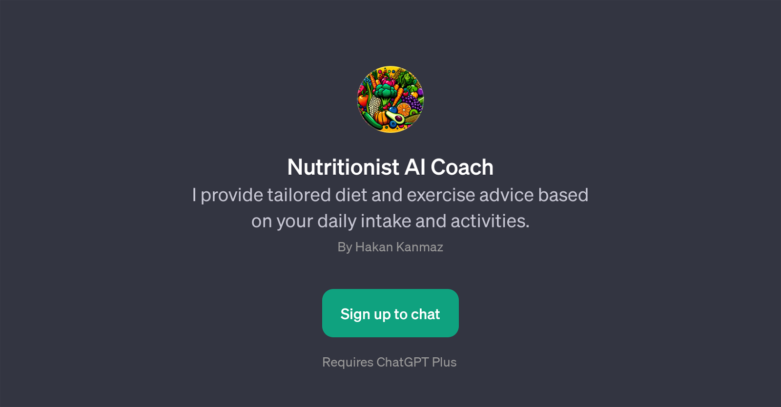 Nutritionist AI Coach website